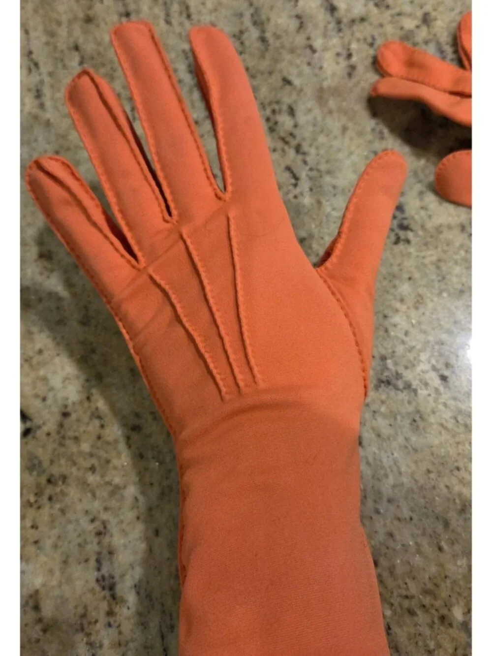 Vintage Womens Size XL XXL Pumpkin Orange Formal Stretch Nylon Gloves